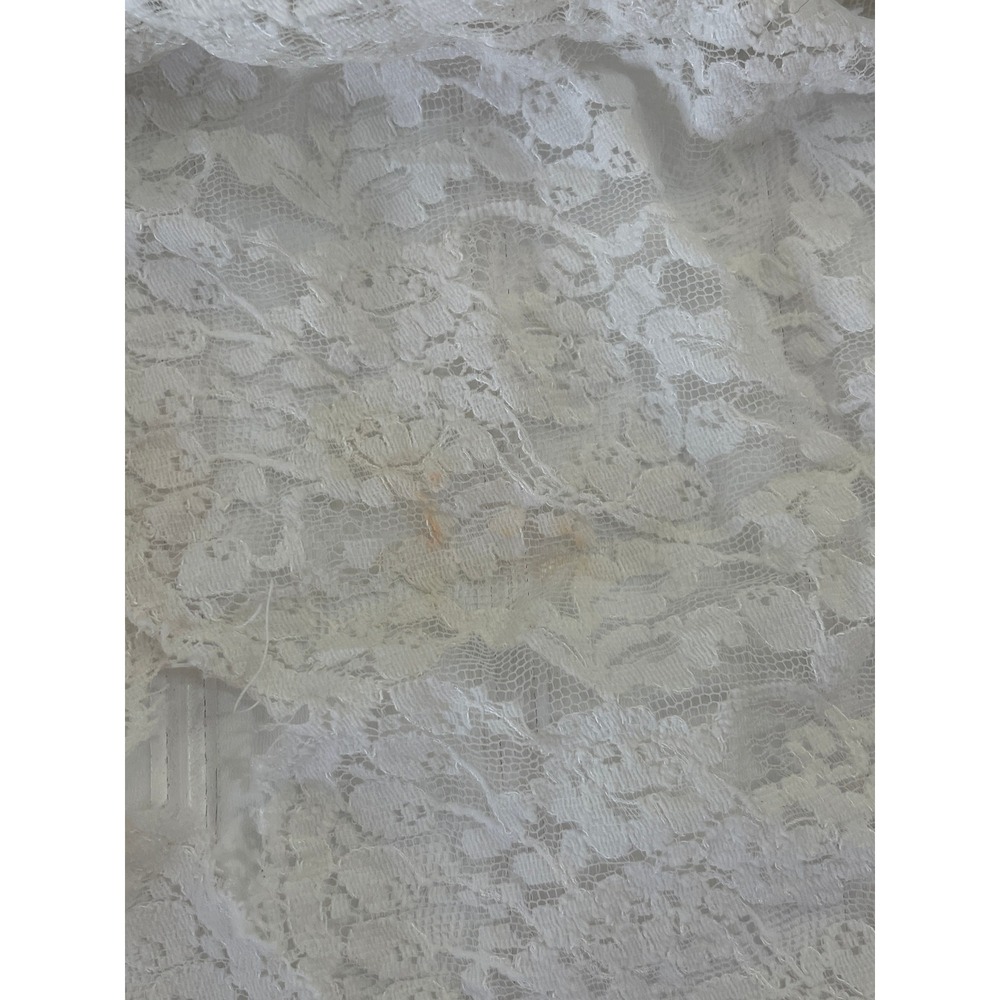 Vintage Lace Wedding Veil Full Length Ivory Floral Scalloped Edge Retro Bridal - Picture 5 of 9
